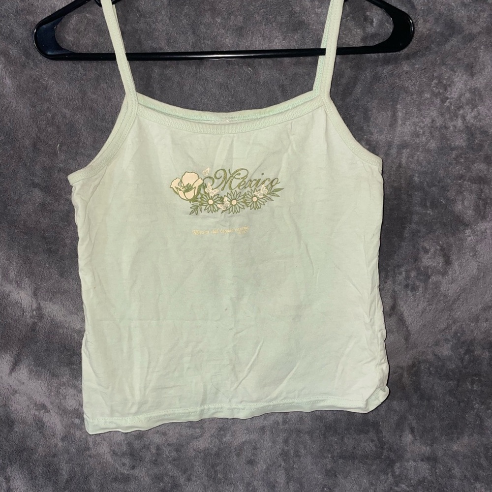 Green Sleeveless Fitted Crop Camisole